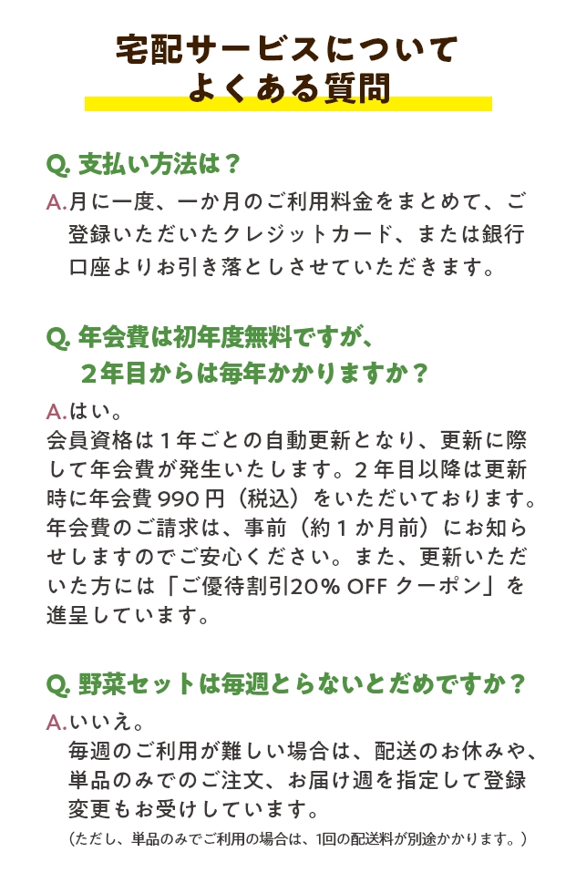 宅配サービスについてよくある質問